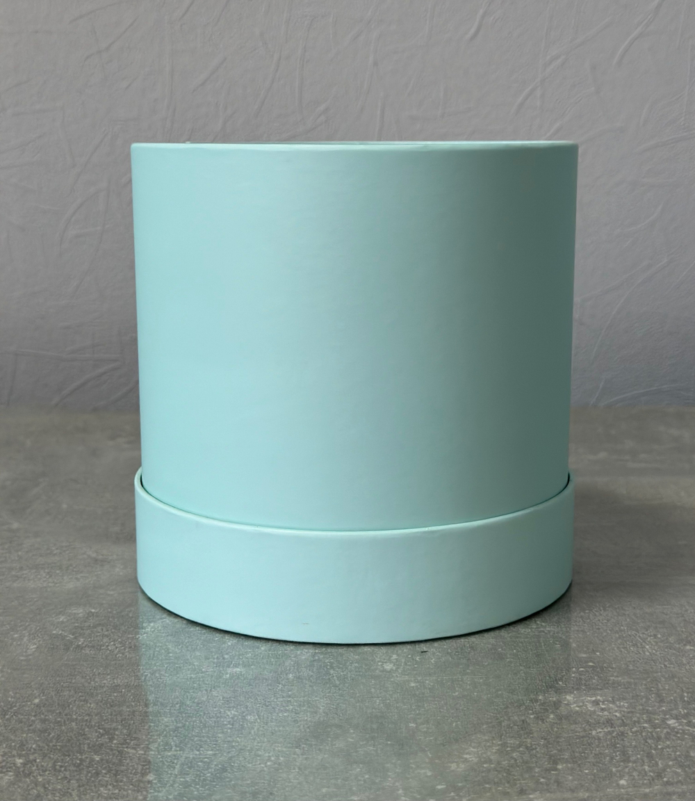 Шляпная коробка с фальшивой крышкой 14х14 см ;Цвет; Светло изумрудный .