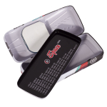 Пенал металлический машина 2 отделения Alingar, таблица умножения, звездочки в жидкости, 85 х 250 мм, "Space vehicle", чёрный (машинка с космонавтом)