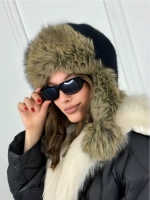 шапка ушанка зимняя меховая с флисом теплая стильная