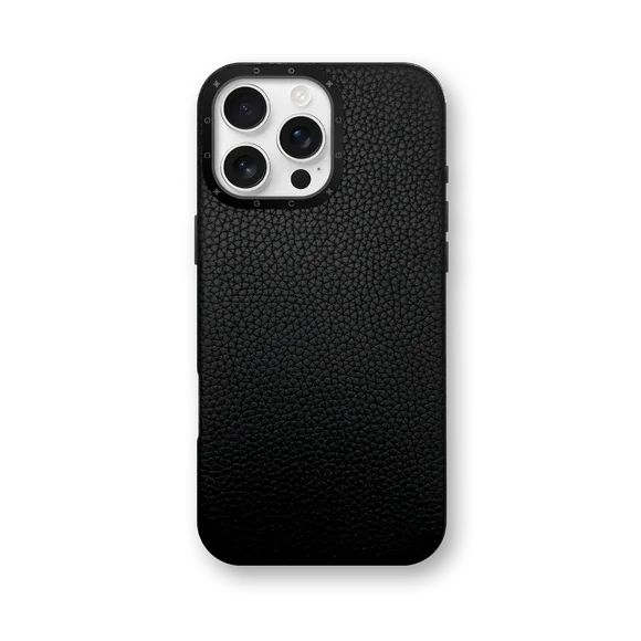 Чехол для iPhone 16 - Зернистая кожа - чёрный