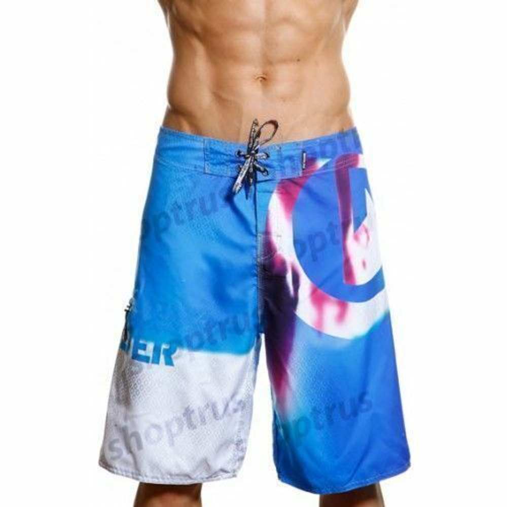 Мужские пляжные шорты Quiksilver синие с принтом