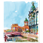 Тетрадь общая 48 листов на скрепке "Питерские скетчи"