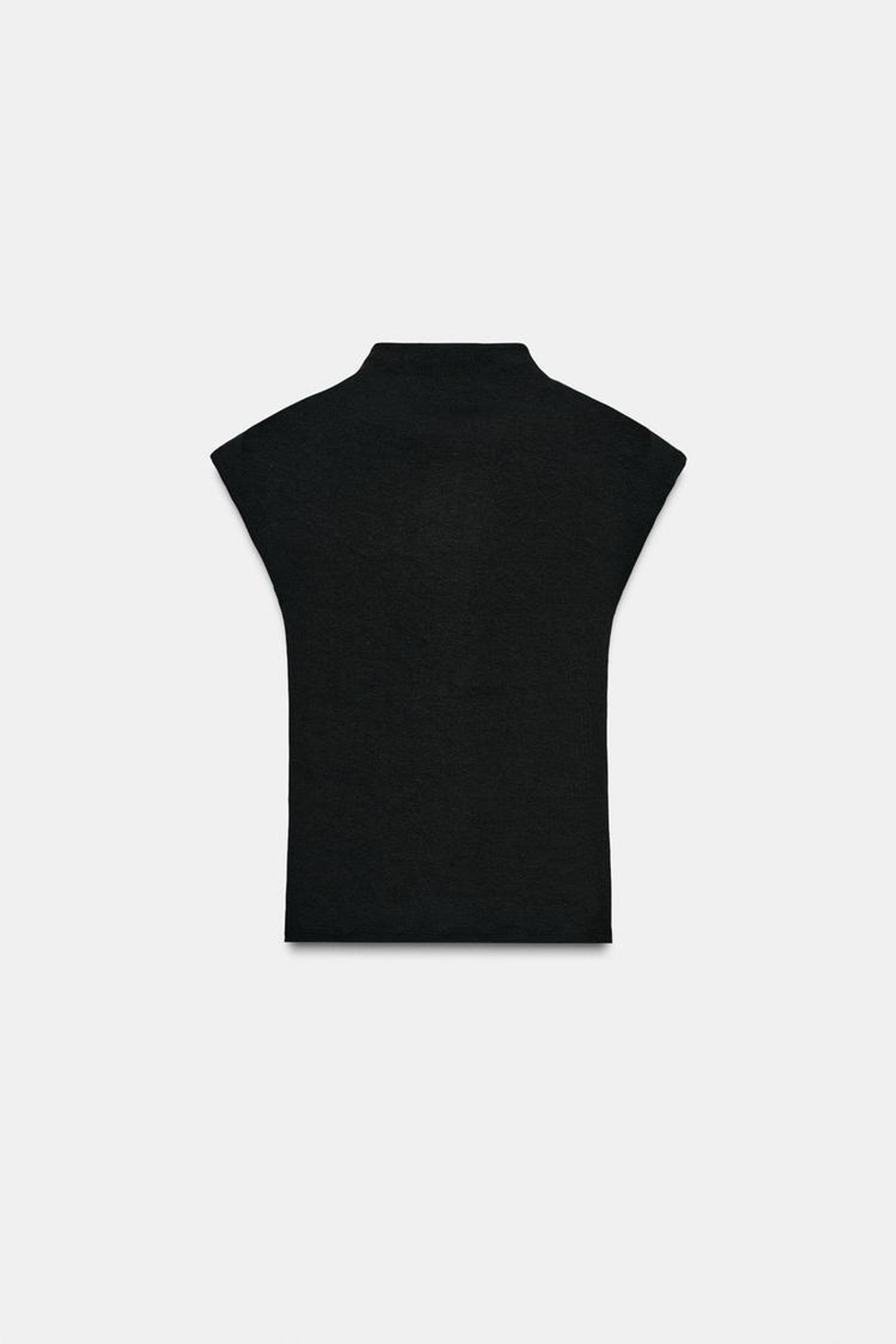 ZARA ТОП С ВЫСОКИМ ВОРОТНИКОМ, ЧЕРНЫЙ