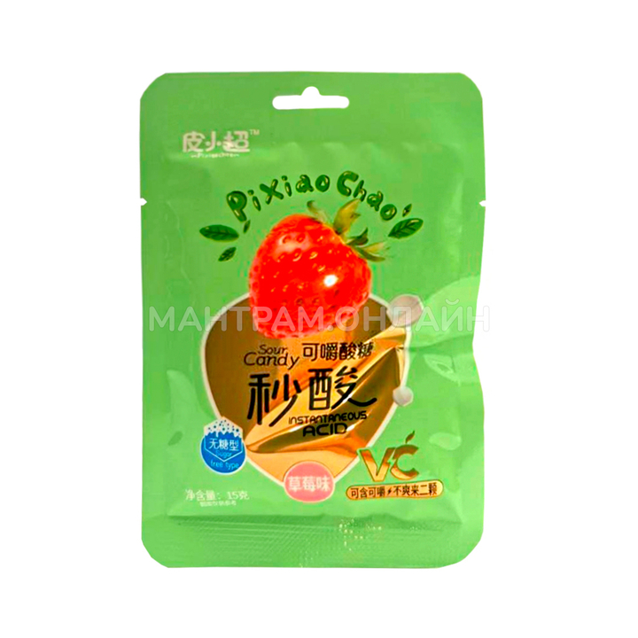 Драже кислое PixiaoChao Instantaneous Sour Candy вкус клубника 15 г
