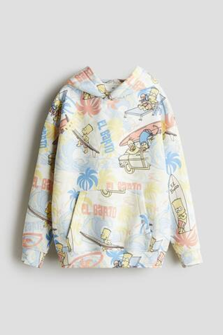 H&M Толстовка с капюшоном и принтом, светло-голубой