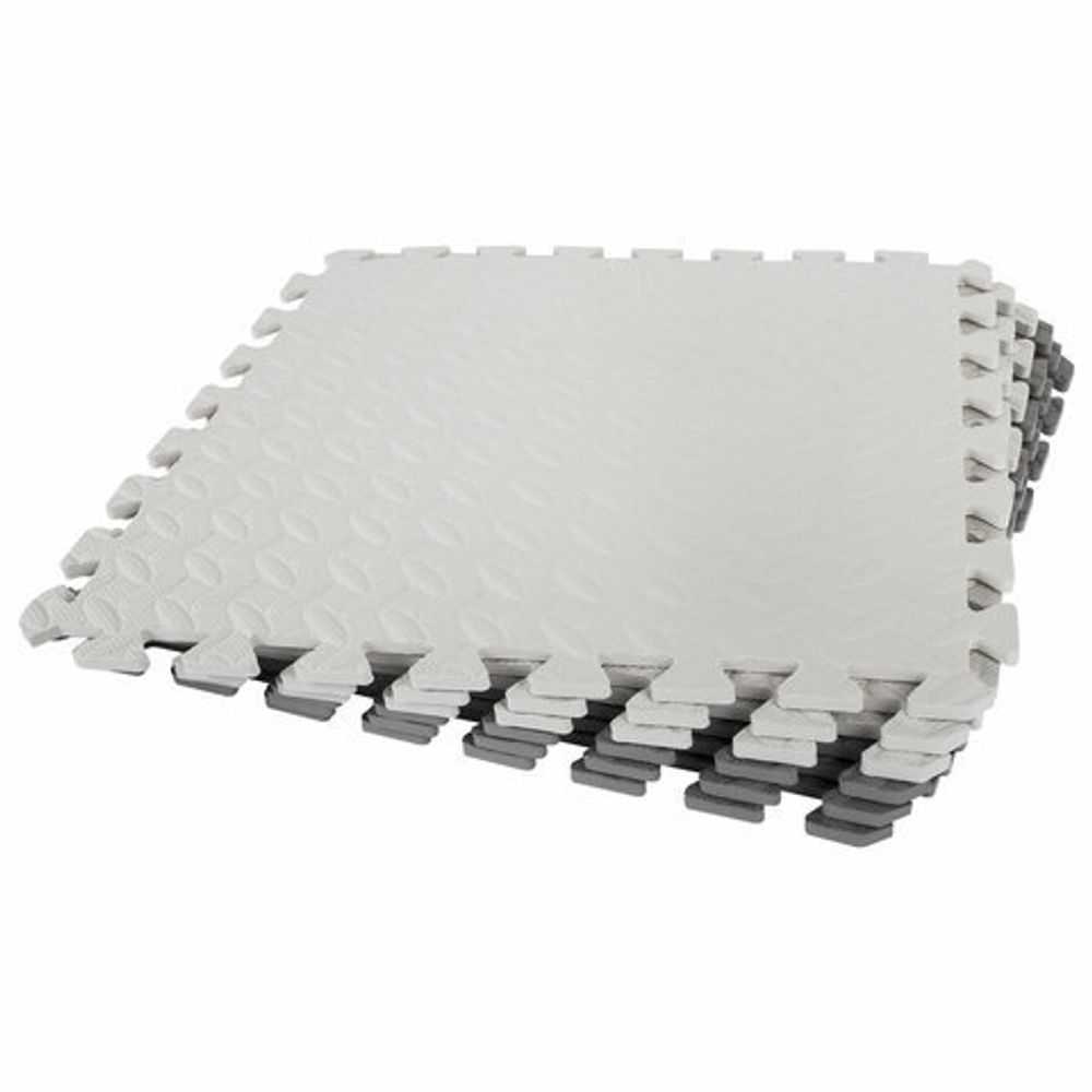 Коврик-пазл напольный 1,5х1 м, 6 шт., 50х50 см, толщина 1 см, серый, светло-серый, ЮНЛАНДИЯ, 664810