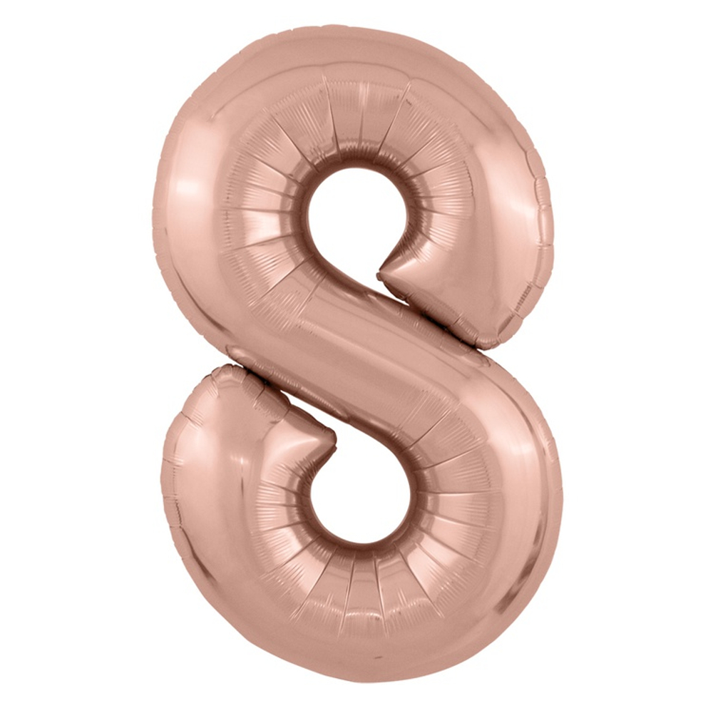 Шар фольгированный Цифра 8 101 см (Розовое Золото)