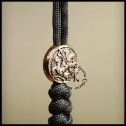 Темлячная бусина "Св. Георгий / Хризма" для ножей , бронза