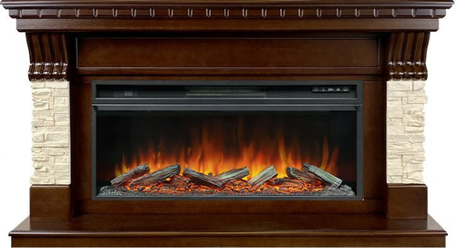 Каминокомплект Denver - Темный дуб / Бежевый (Ширина 1500 мм) с очагом Vision 42 LOG LED