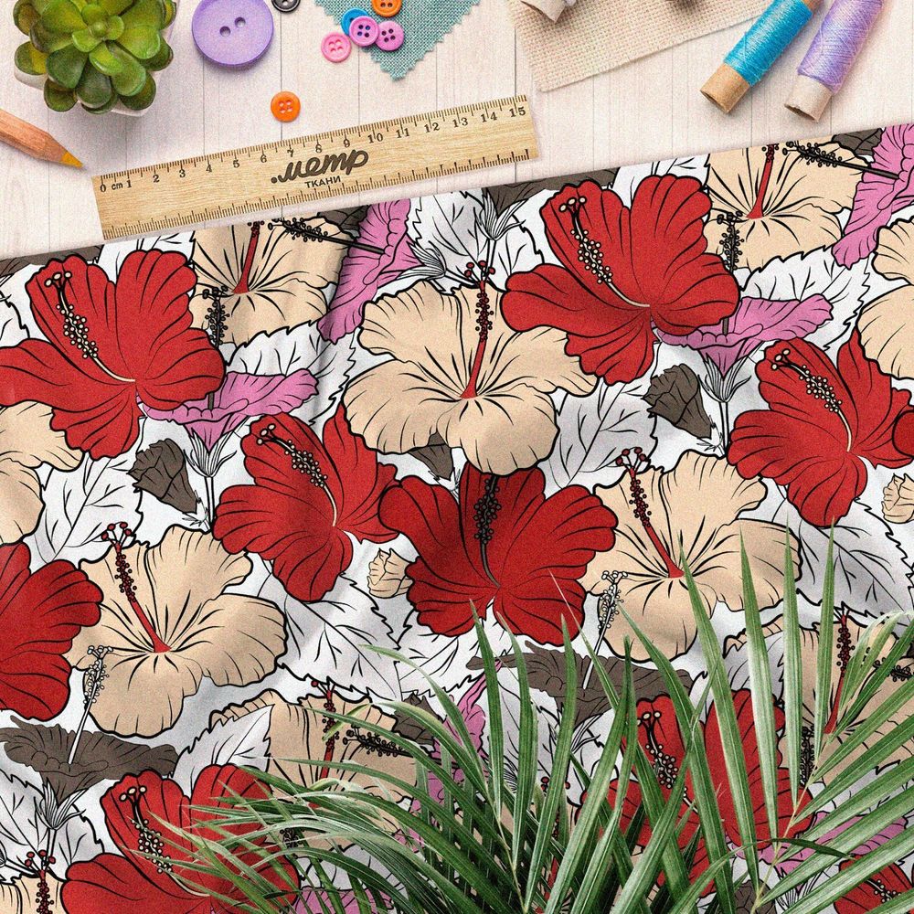 Ткань оксфорд 600 антуражный дизайн цветов