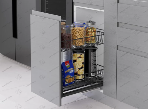 S-2195-A Выдвижная корзина Starax 2-х.ярусная,шир.450 (408х520х490) с доводчиком