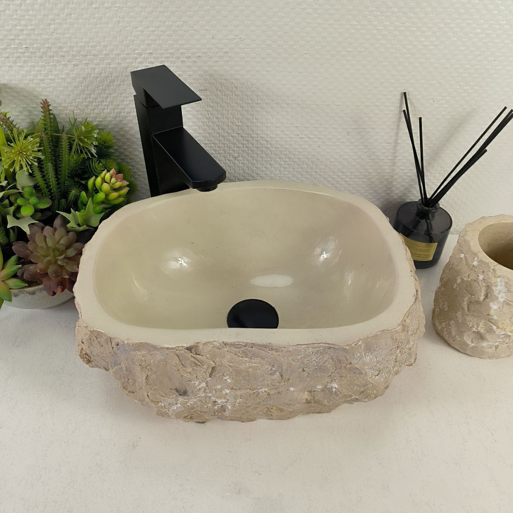 Каменная раковина из мрамора Erozy Cream EM-05570 (37*28*16) 0868 из натурального камня