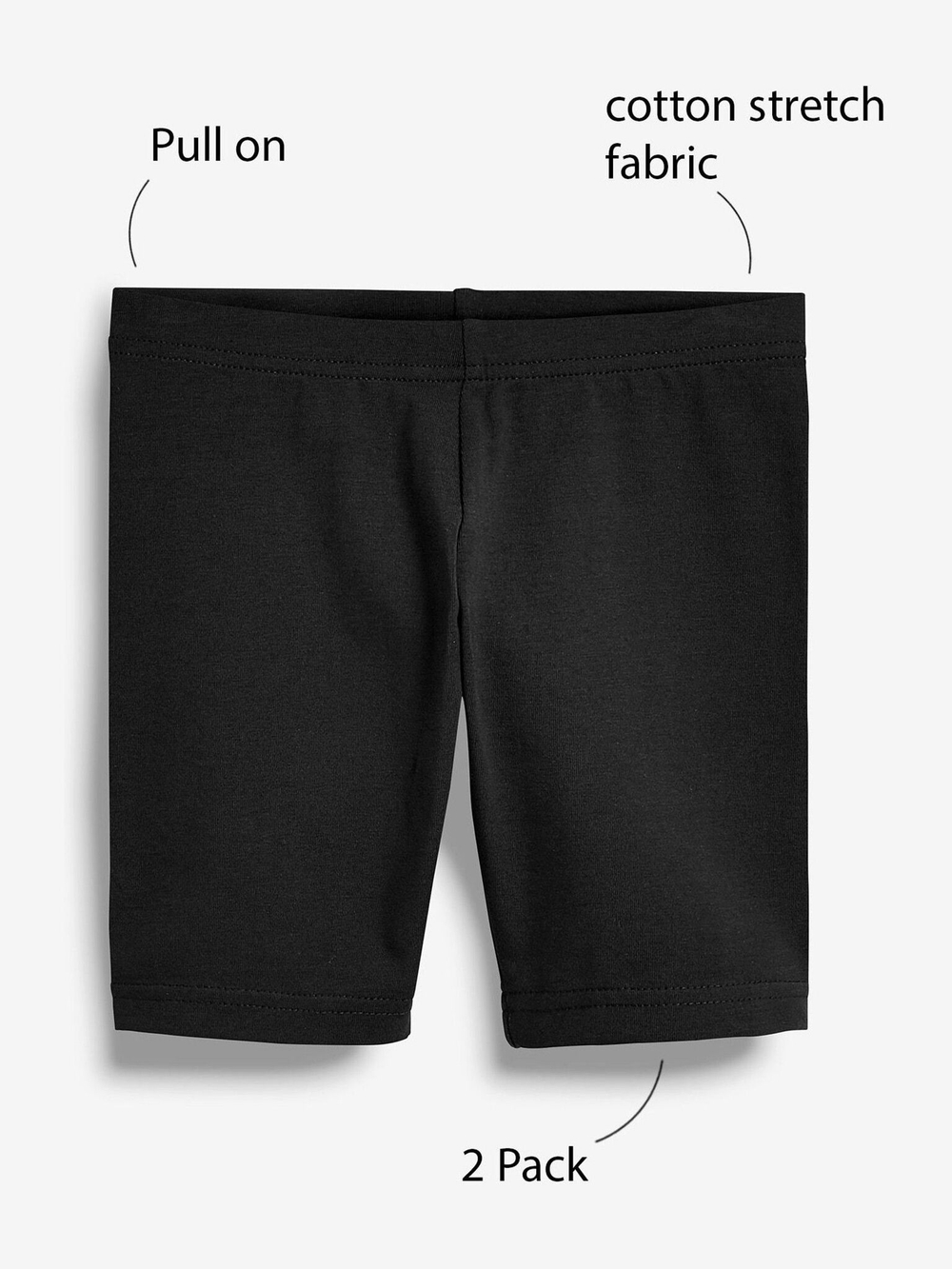 Шорты-велосипедки на обычной посадке для девочки Next 990-649, 2 шт., Черный