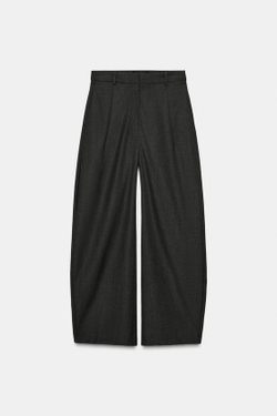 ZARA БРЮКИ-БАЛЛОН ИЗ СМЕСОВОЙ ШЕРСТИ — ZW COLLECTION, ТЕМНО-СЕРЫЙ
