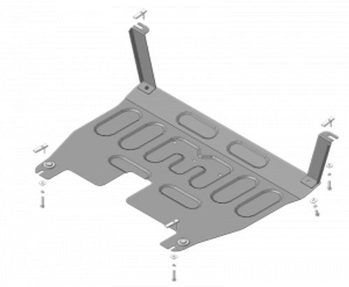 Защита картера Двигателя, КПП. 2 мм, Сталь. для Hyundai Santa Fe III 2012-2018, Hyundai Santa Fe Premium 2015-2018 MOTODOR.70907