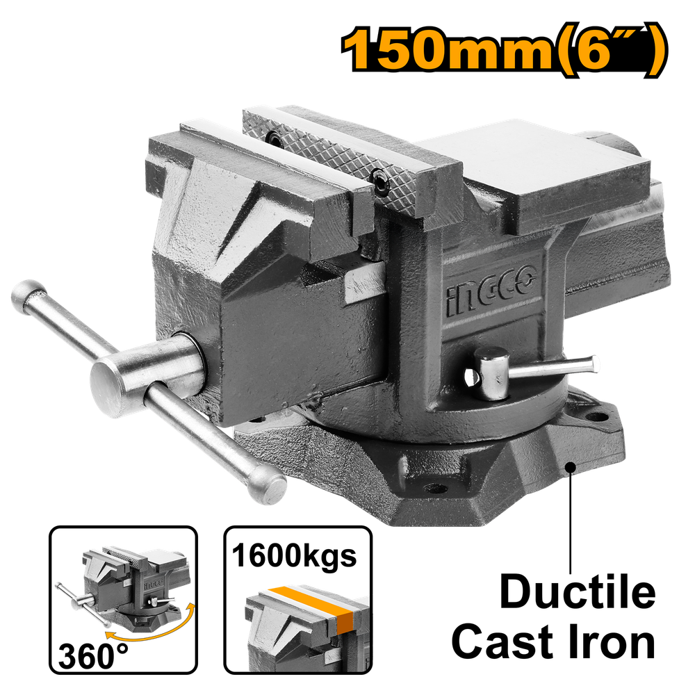 Тиски поворотные с наковальней 150 мм INGCO HBV086 INDUSTRIAL