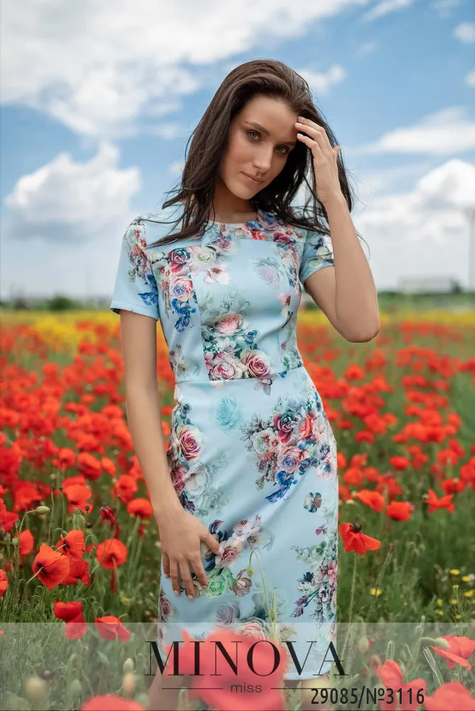 Платье 3116-голубой Minova