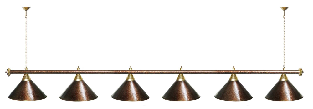 Лампа STARTBILLIARDS 6 пл. (плафоны зеленые,штанга зеленая,фурнитура золото)