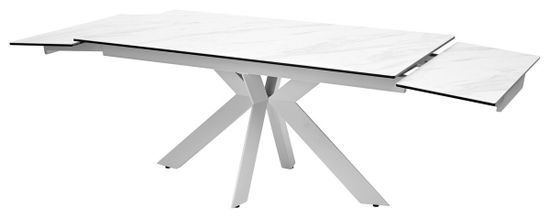 Стол BELLUNO 160 MARBLES KL-99 Белый мрамор матовый, итальянская керамика/ белый каркас