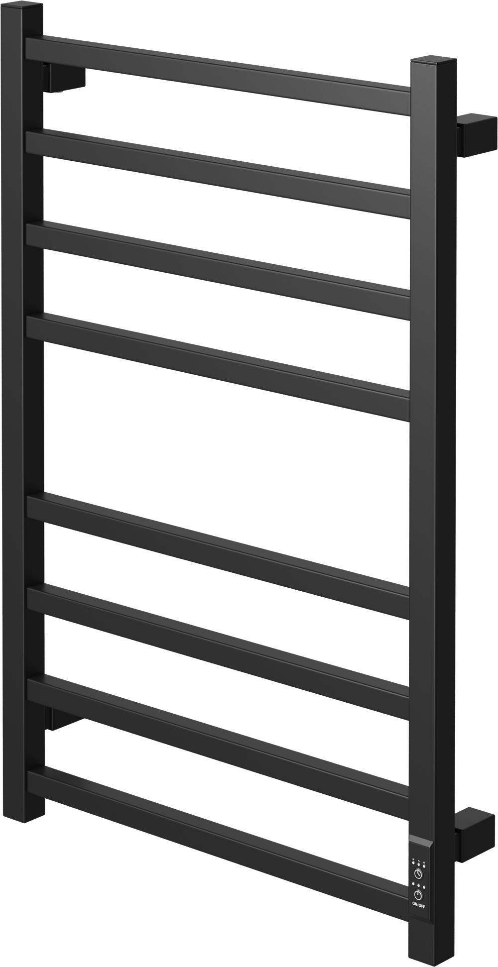Полотенцесушитель электрический EWRIKA Пенелопа L2 80x55 см, подключение справа, слева, скрытое подключение справа, матовый черный, лесенка, из стали