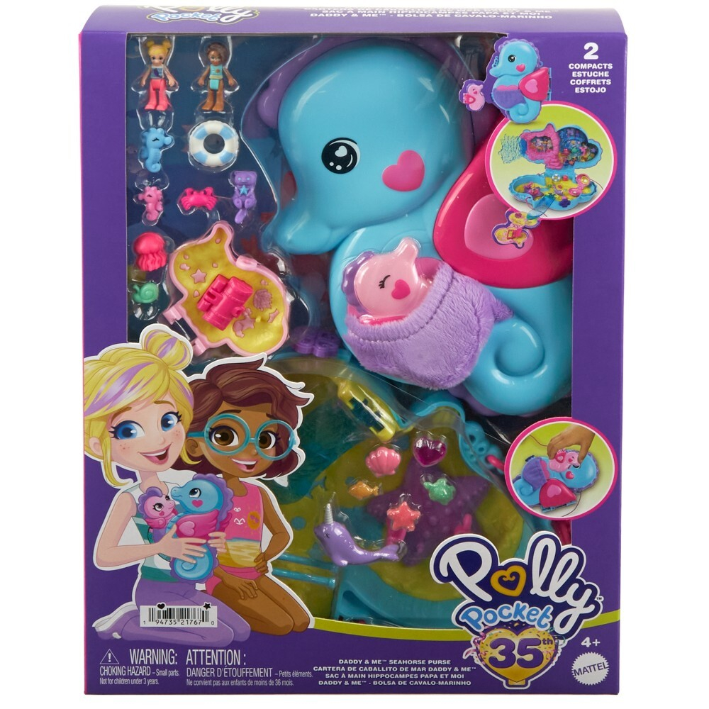 Polly Pocket - Seahorses Compact Bag Expandable Play Set HWP03 / артикул   GKJ63 HWP03  / GTIN 194735217670