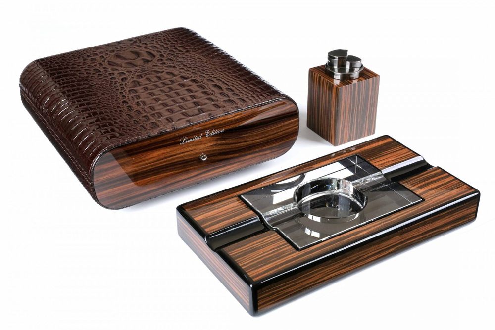 Настольный набор сигарных аксессуаров Gentili SET-SV20-Croco-Dark