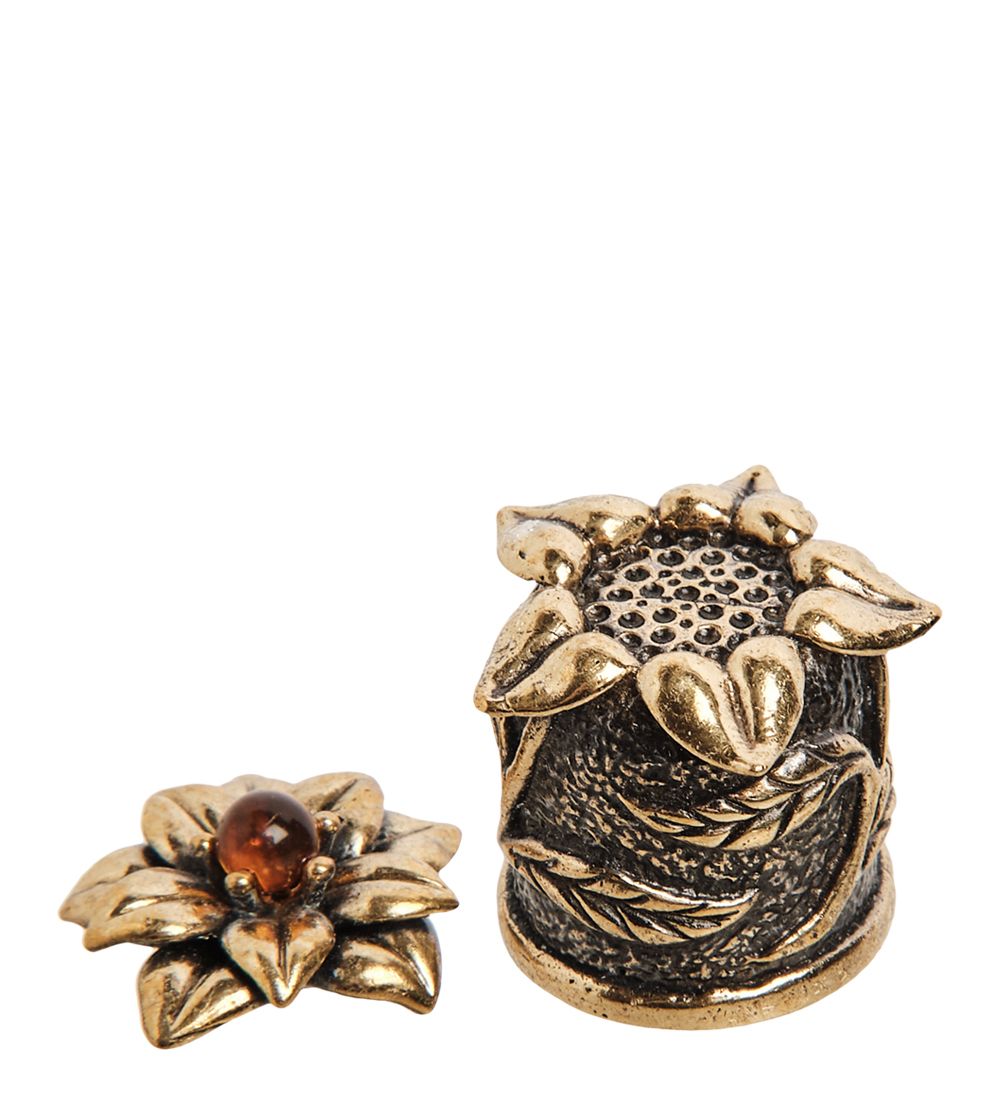 AM-1916 Наперсток «Лотос с магнитом» (латунь, янтарь)