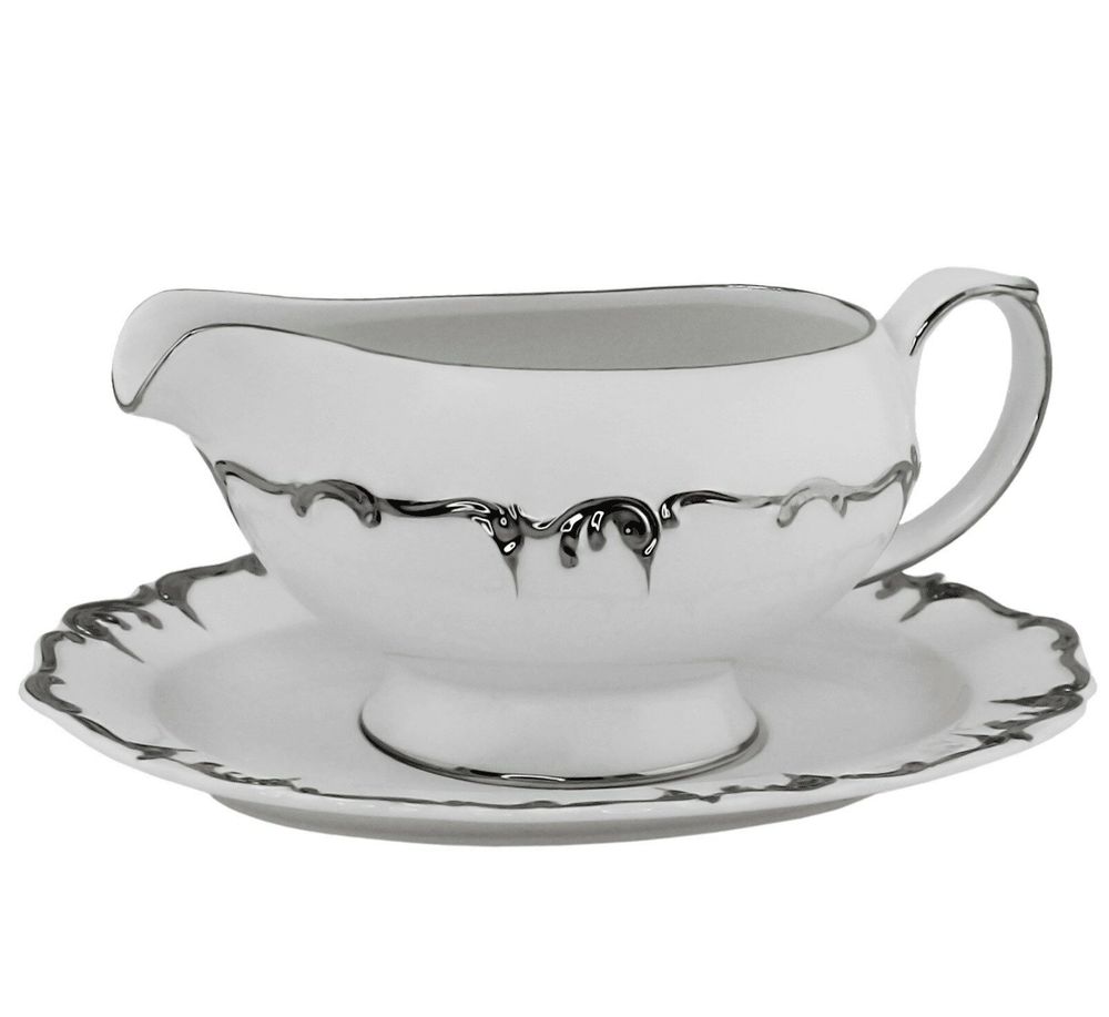 Lenardi 666-407 Соусник 20см ARGENTO с блюдцем в под.уп.(х8)Фарфор