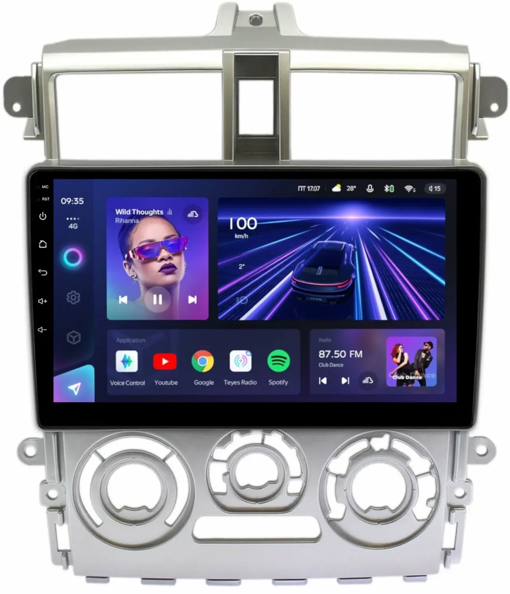 Магнитола для Mitsubishi Colt 6 2002-2012, Colt Plus (правый руль, рамка серебро) - Teyes CC3L на Android 10, 8-ядер, CarPlay, 4G SIM-слот