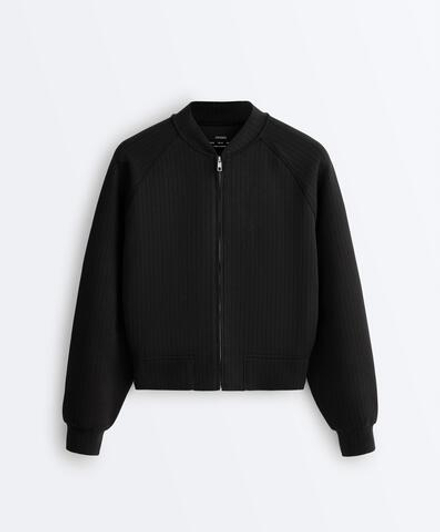 Oysho Куртка-бомбер в полоску, черный
