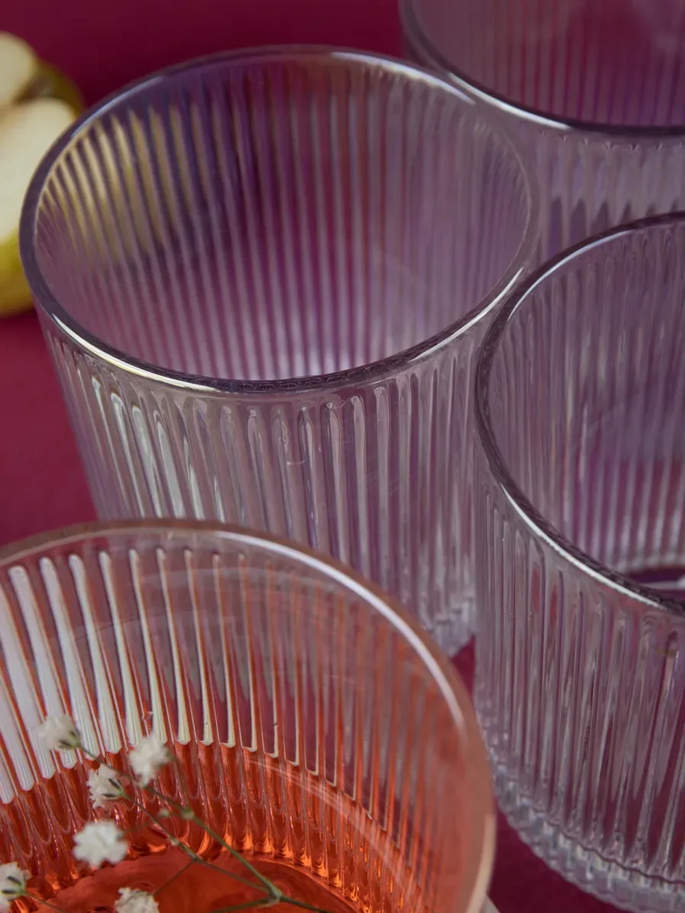 Набор ребристых бокалов для виски, 350 мл. 6 шт. перламутр