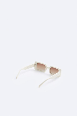 ZARA СОЛНЦЕЗАЩИТНЫЕ ОЧКИ В ПРЯМОУГОЛЬНОЙ ОПРАВЕ, БЕЛЫЙ
