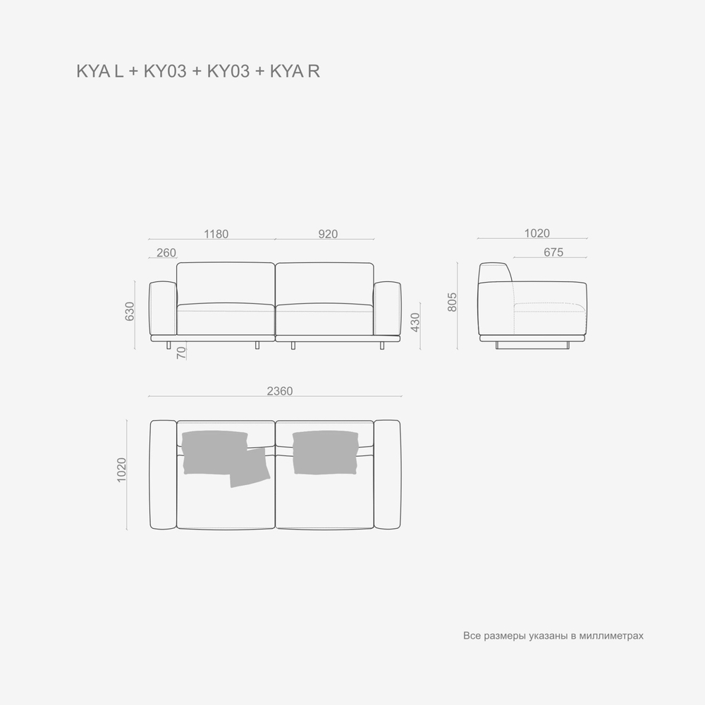 2-х местный нераскладной диван KYOTO KO-1
