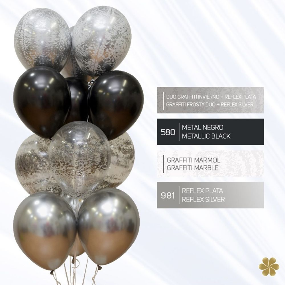 Шар (12''/30 см) Reflex, Зеркальный блеск, Серебро (981), хром, 50 шт.