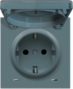 Накладка для розетки Schuko с заземлением, с крышкой, 16A 250 В~, матовый изумруд, серия R98