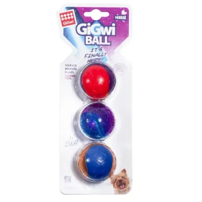 Gigwi ball игрушка для собак три мяча с пищалкой, 5 см