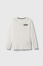 Футболка с длинным рукавом GUESS Экрю/Спинка: термопринт: прямоугольник с переливающимся логотипом (Мальчик)