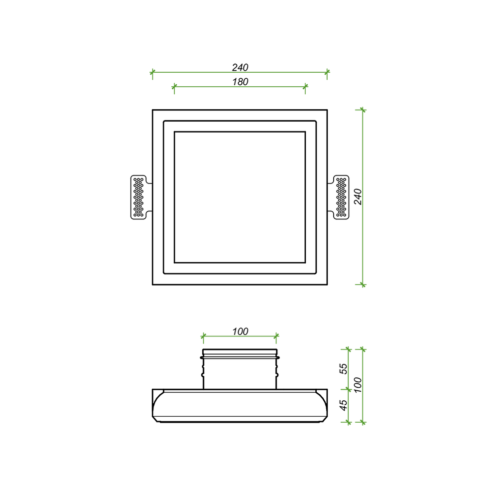 Диффузор под покраску скрытого монтажа SECRET SOFT FRAME 100/90 с приточно-вытяжным вентилятором