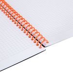 Тетрадь обложка пластик, А4 80 л., спираль пластик, резинка, клетка, BRAUBERG, черный/оранжевый, 405382