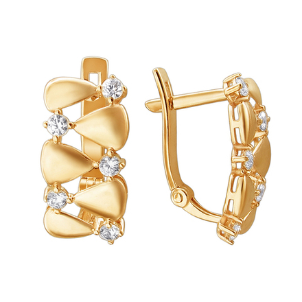 Серьги с фианитом из красного золота 585 пробы JA-S-С1111520