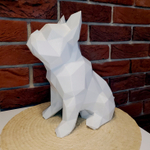 Фигурка БУЛЬДОГ, низкополигональная, дизайнерская. Low Poly Bulldog 24 см., белая