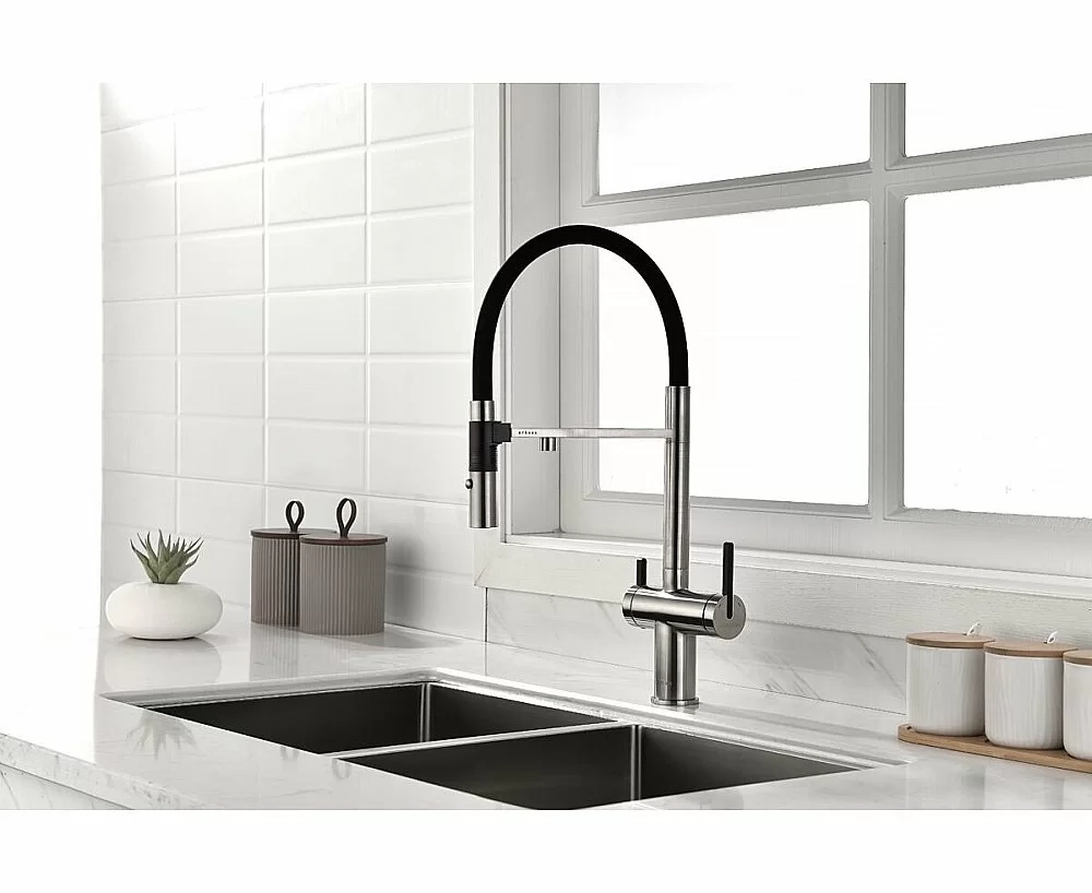 Смеситель для кухни Paulmark Gravity Gr213888-BS нержавеющая сталь