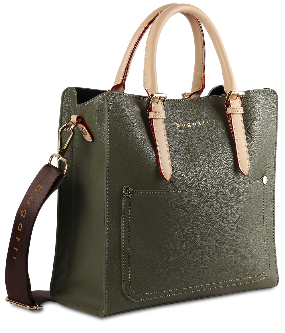 Фото сумка-портфель женская BUGATTI Ella оливковая полиуретан  гарантией