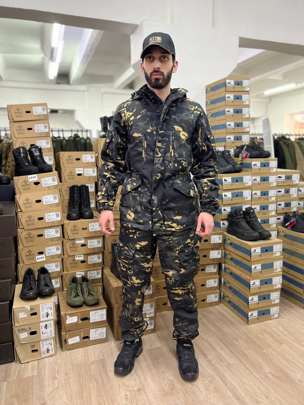 Костюм Горка 6 флис лайт / осень-зима / чёрный мультикам 1