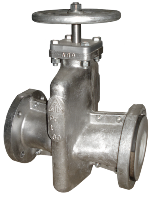 Задвижка алюминиевая 33а17р шланговая, фланцевая, Ру 6, t рабочей среды +150°С