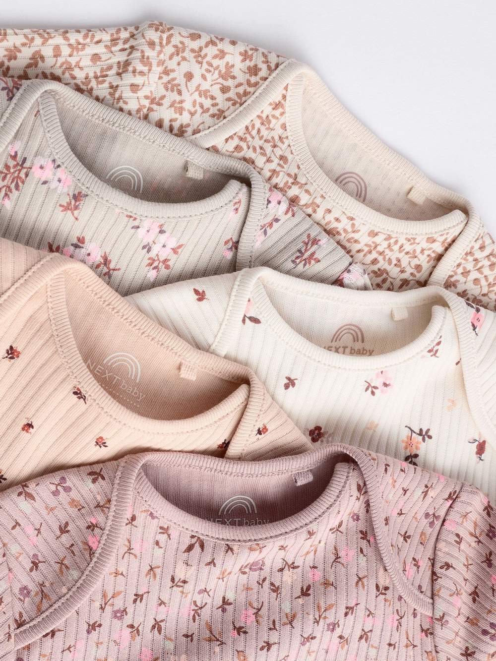 Боди с длинным рукавом для малышей Next K79-555, 5 шт., Молочный, Бежевый