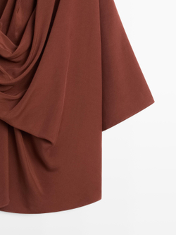 Massimo Dutti Рубашка с драпировкой, апельсиновый