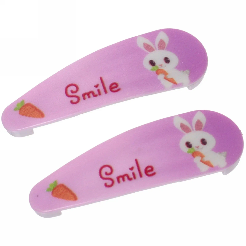 Зажимы для волос детские 2шт «Happy smile», зайка, микс 6 цветов, 5,5*1,5см