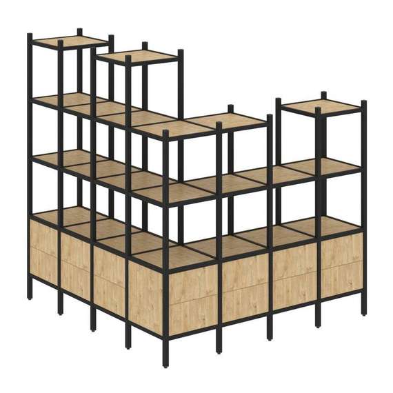 Лофт Угловой внешний стеллаж наборный VR.L-55  1694*1694*1869