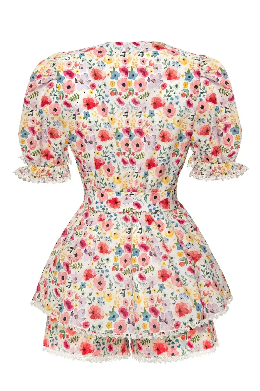 «Flower blouse» Блуза из хлопка рельефами и кружевной отделкой.